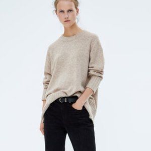 Zara SWEATER WITH DOUBLE RIB TRIM
